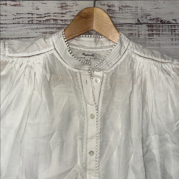 Madewell Shirred Lace-Trim Top Sz. S‎ - Picture 8 of 10